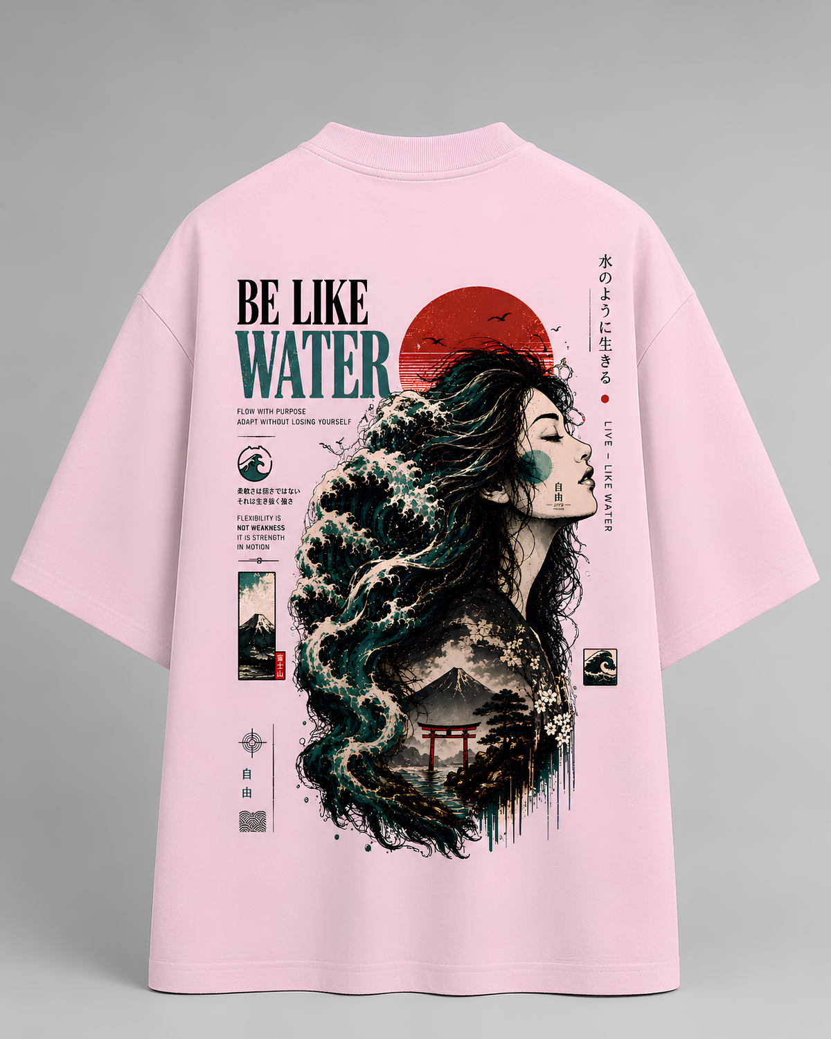 Be Like Water Cotton Oversized T-Shirt