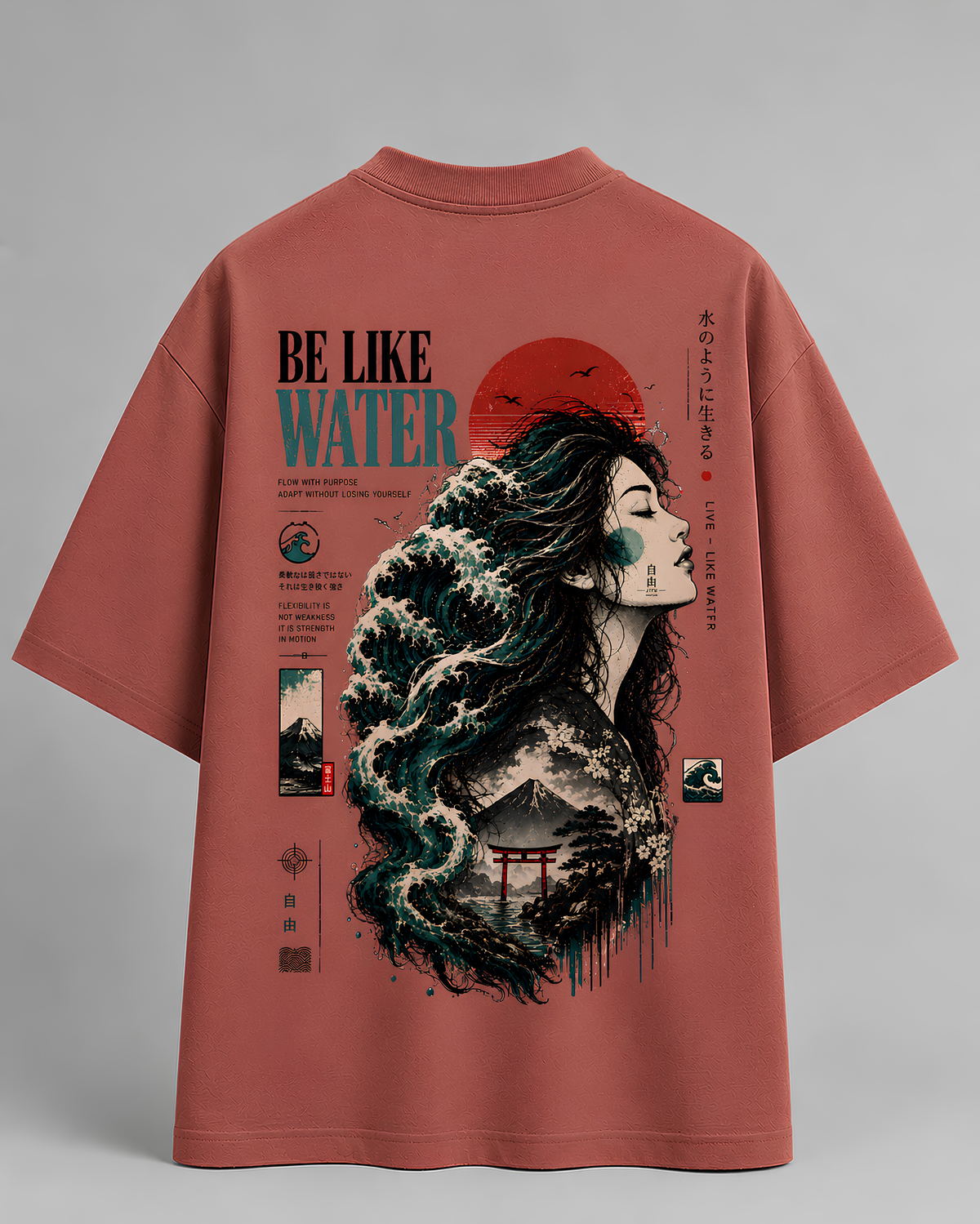 Be Like Water Cotton Oversized T-Shirt