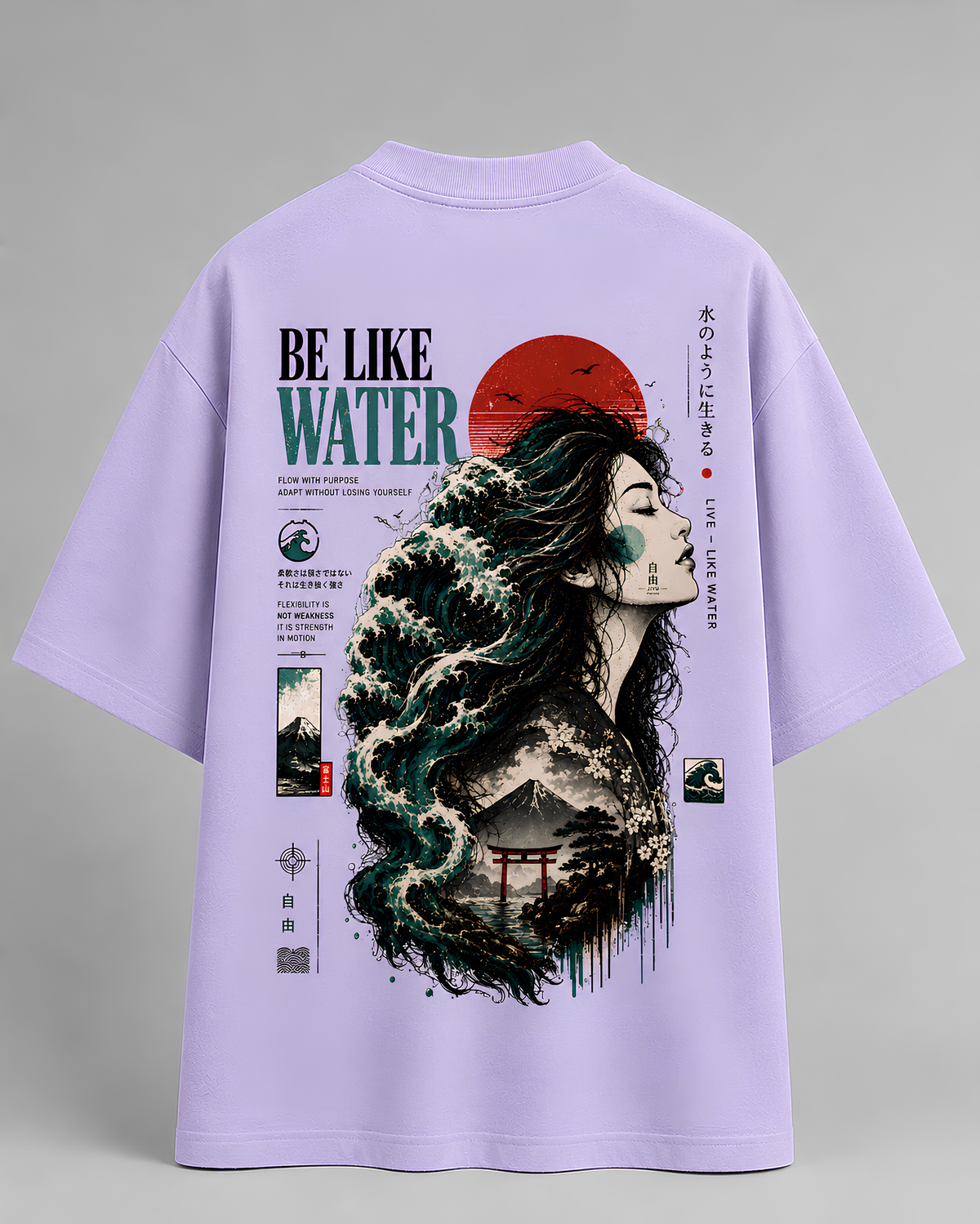 Be Like Water Cotton Oversized T-Shirt
