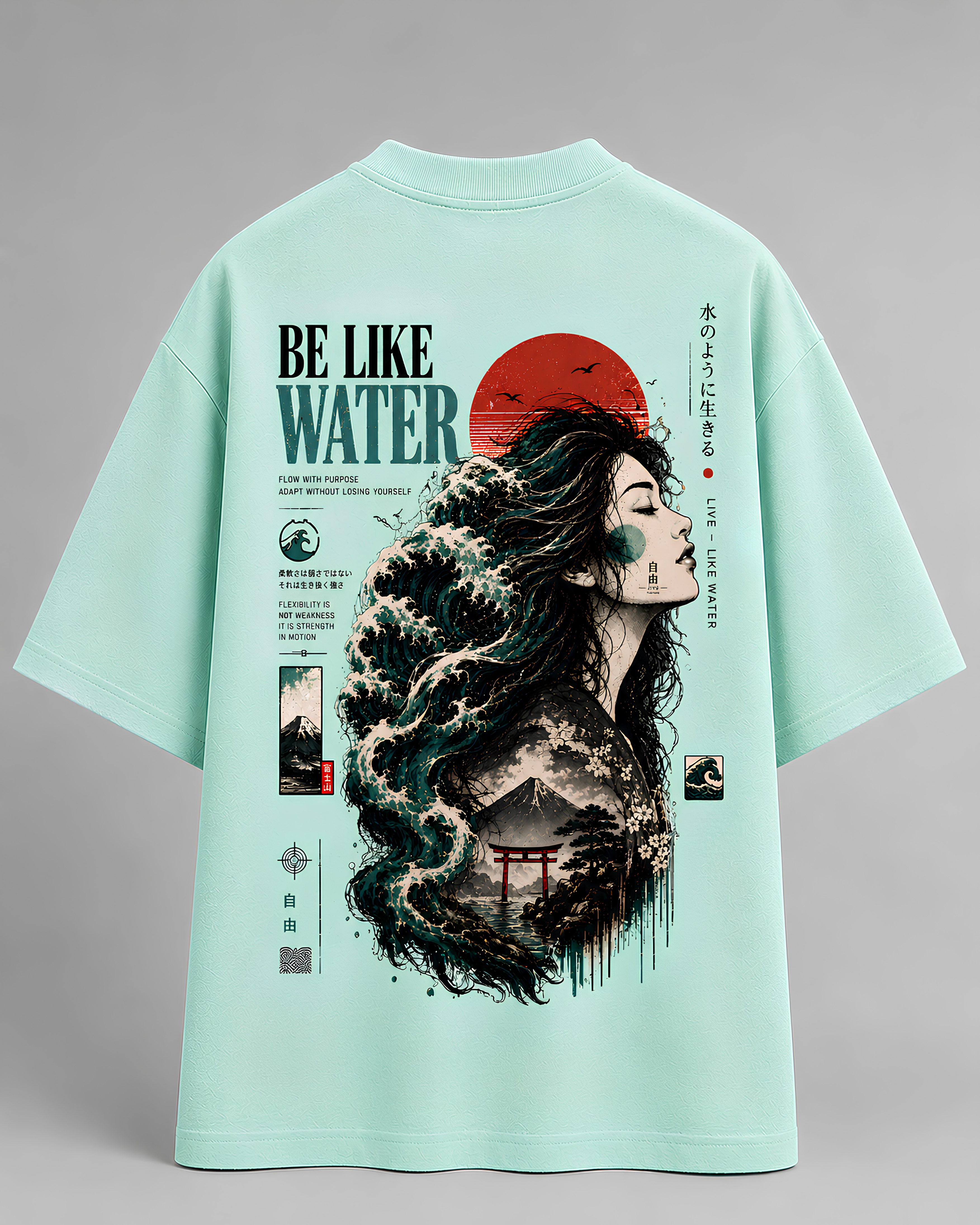Be Like Water Cotton Oversized T-Shirt