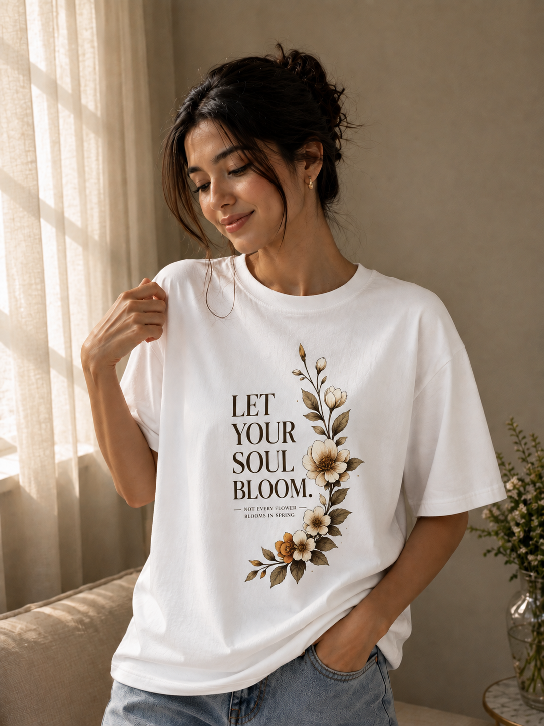 Let Your Soul Bloom Premium Graphic Oversized Classic T-Shirt