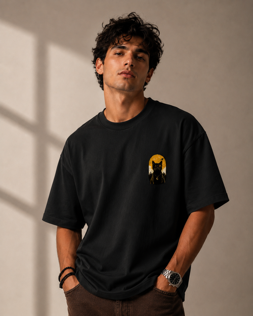 Cosmic Cat 100% Cotton Oversized Graphic T-Shirt