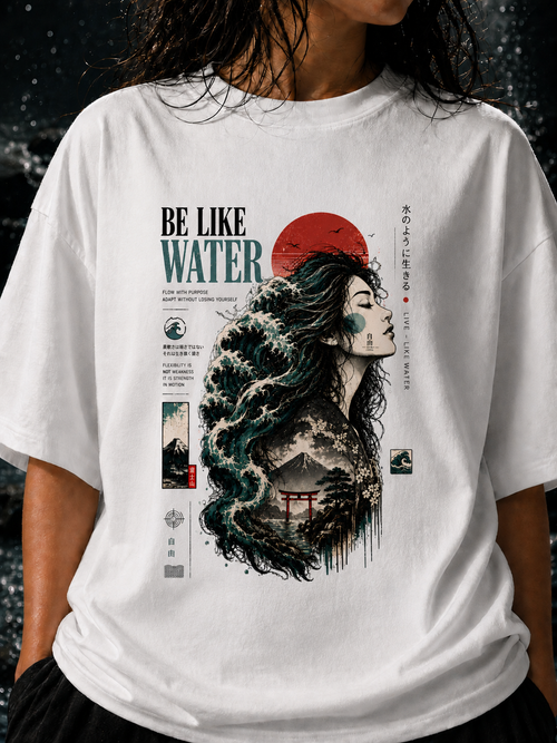Be Like Water Cotton Oversized T-Shirt