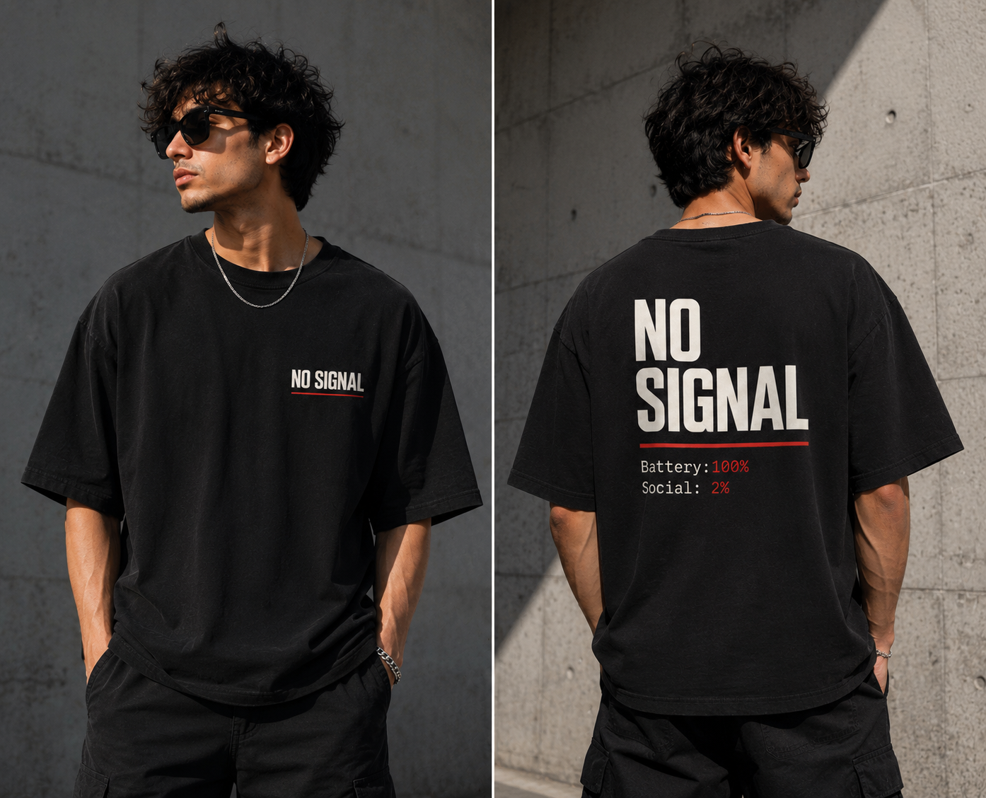No Signal Oversized Graphic T-Shirt