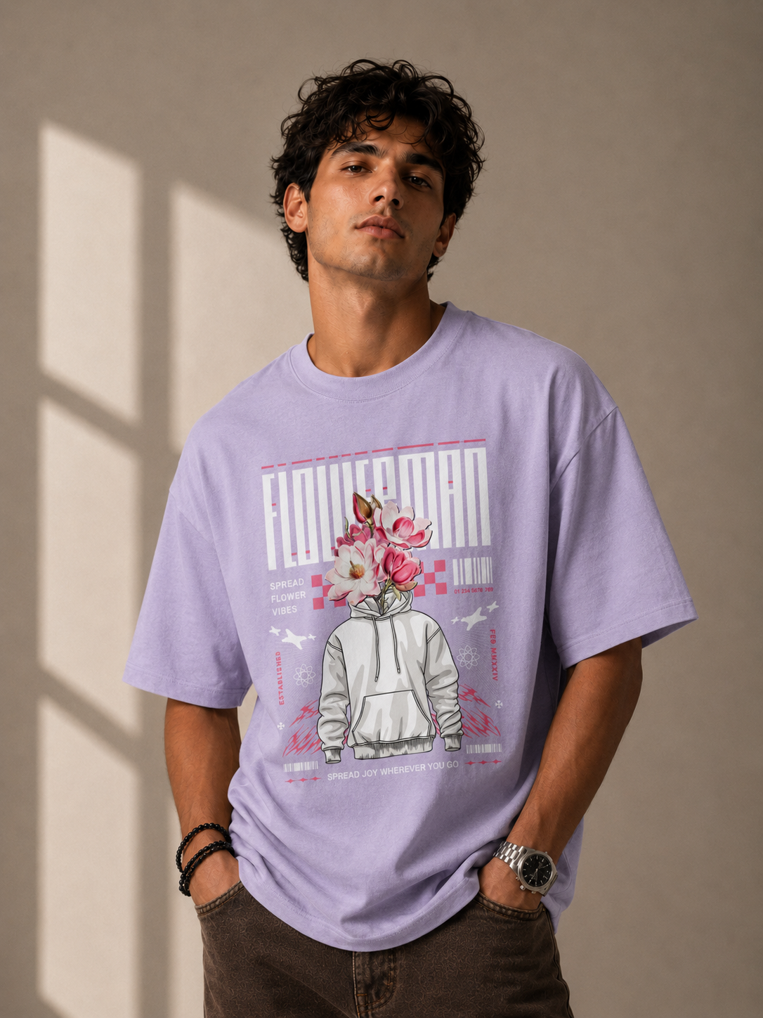 Flower Man Unisex Oversized Graphic T-Shirt