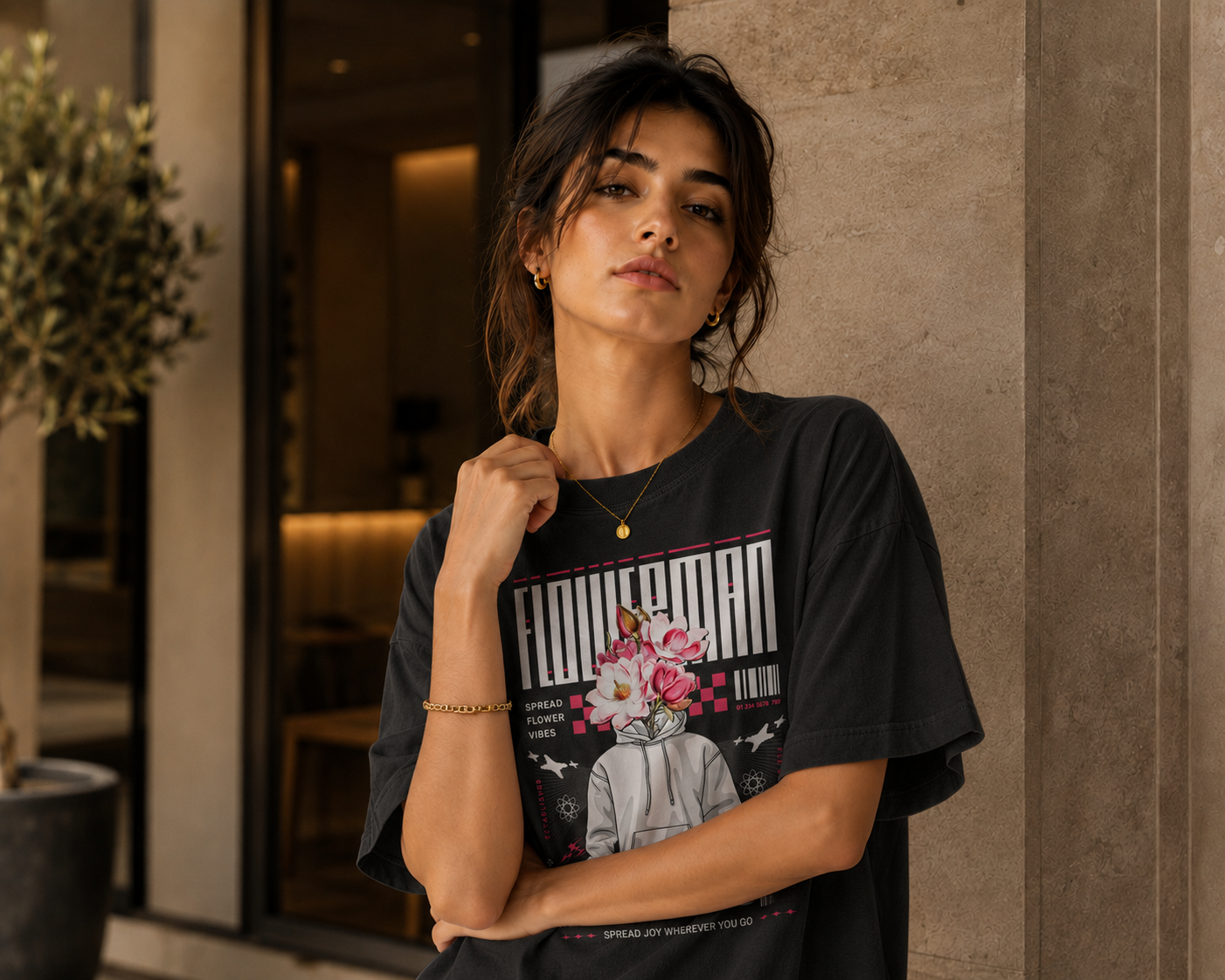 Flower Man Unisex Oversized Graphic T-Shirt