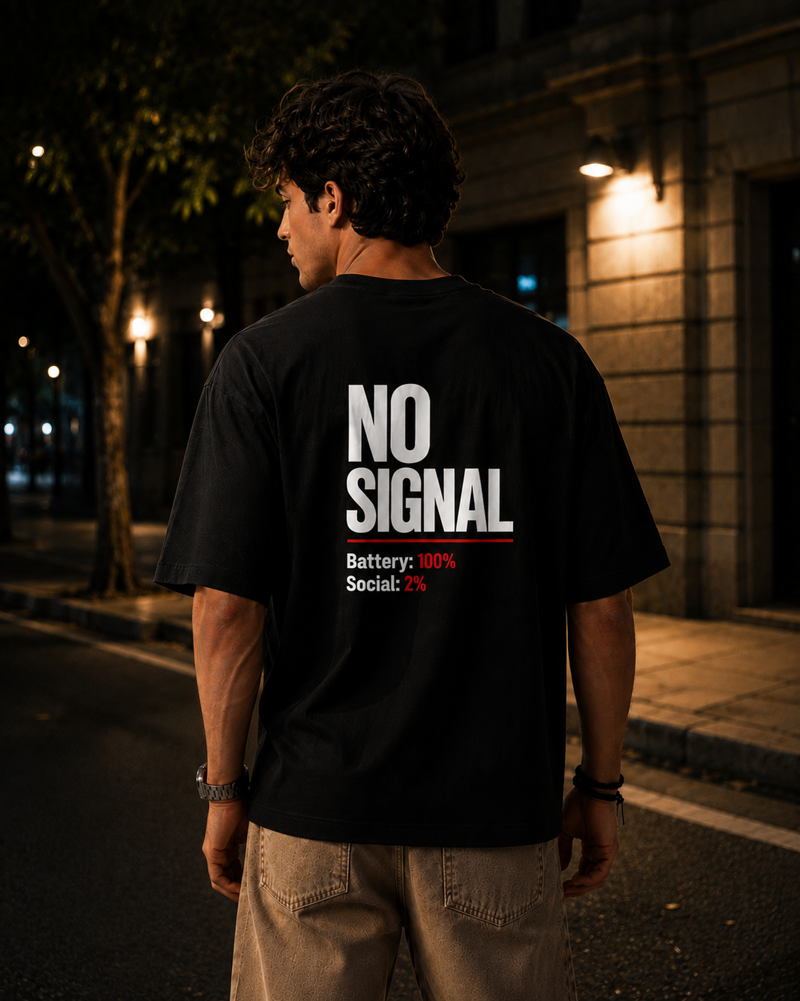 No Signal Oversized Graphic T-Shirt