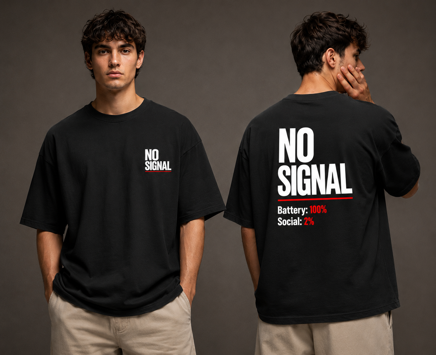 No Signal Oversized Graphic T-Shirt