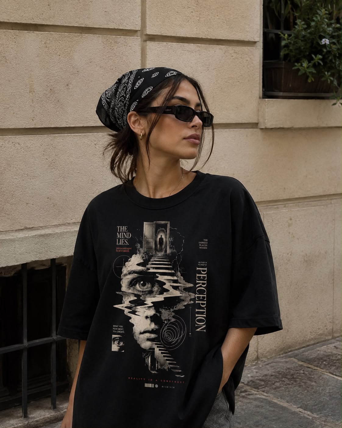 Perception Oversized Standard Fit Graphic Print T-Shirt