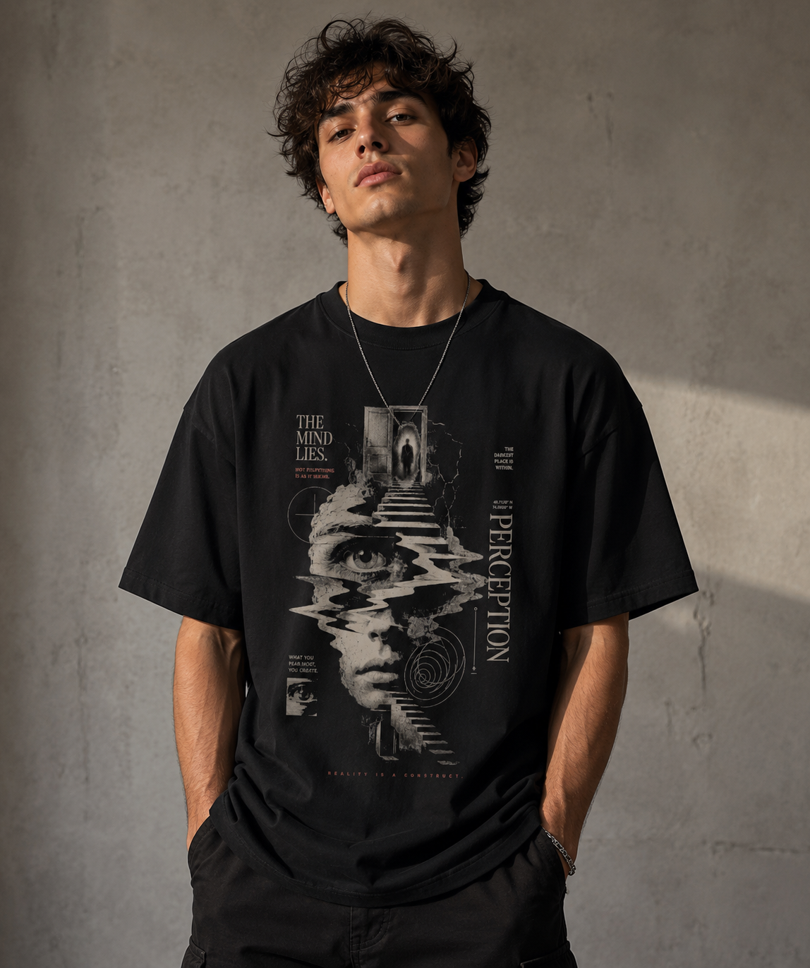 Perception Oversized Standard Fit Graphic Print T-Shirt