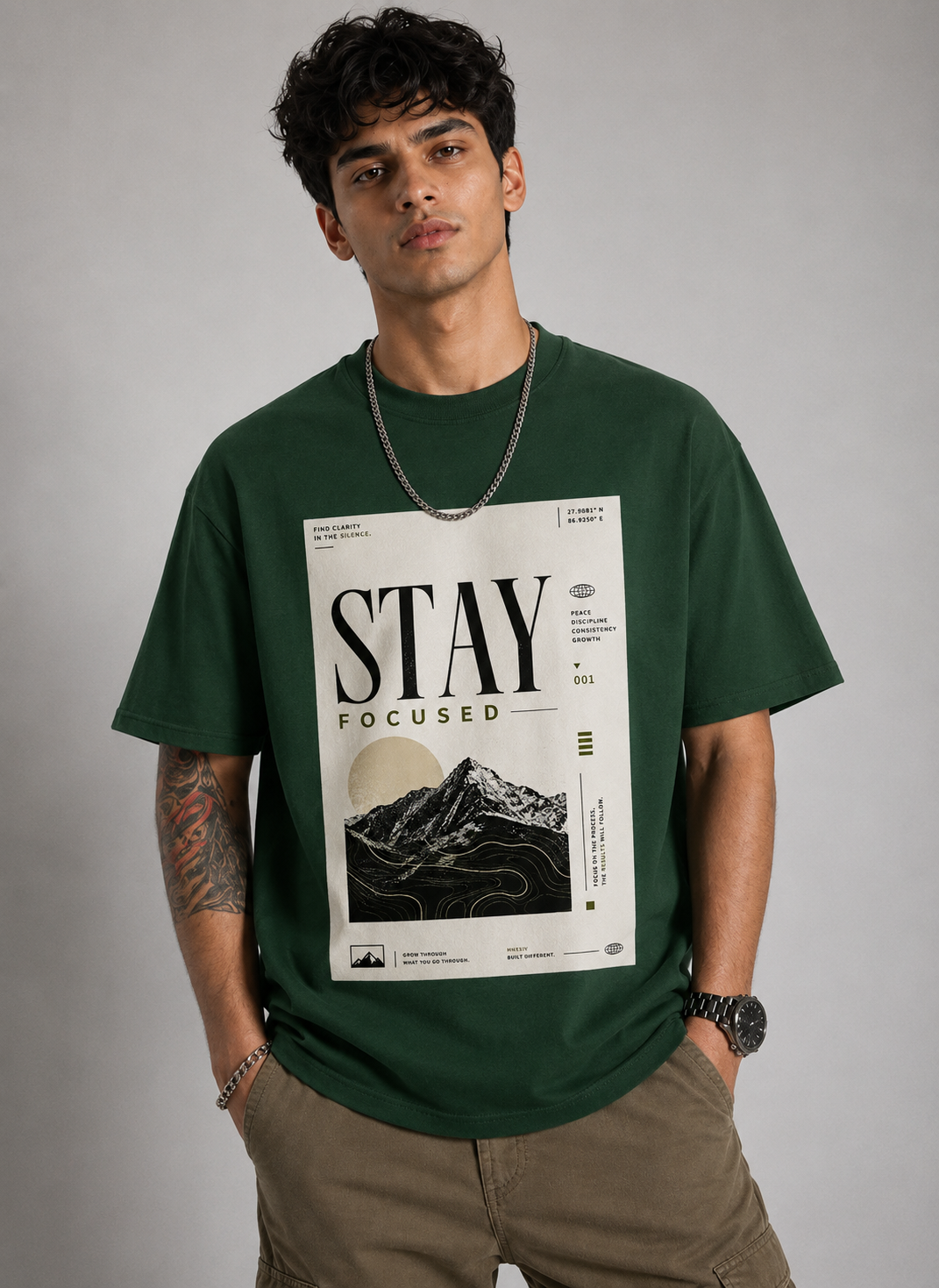 Stay Focused Unisex Oversized Graphic T-Shirt