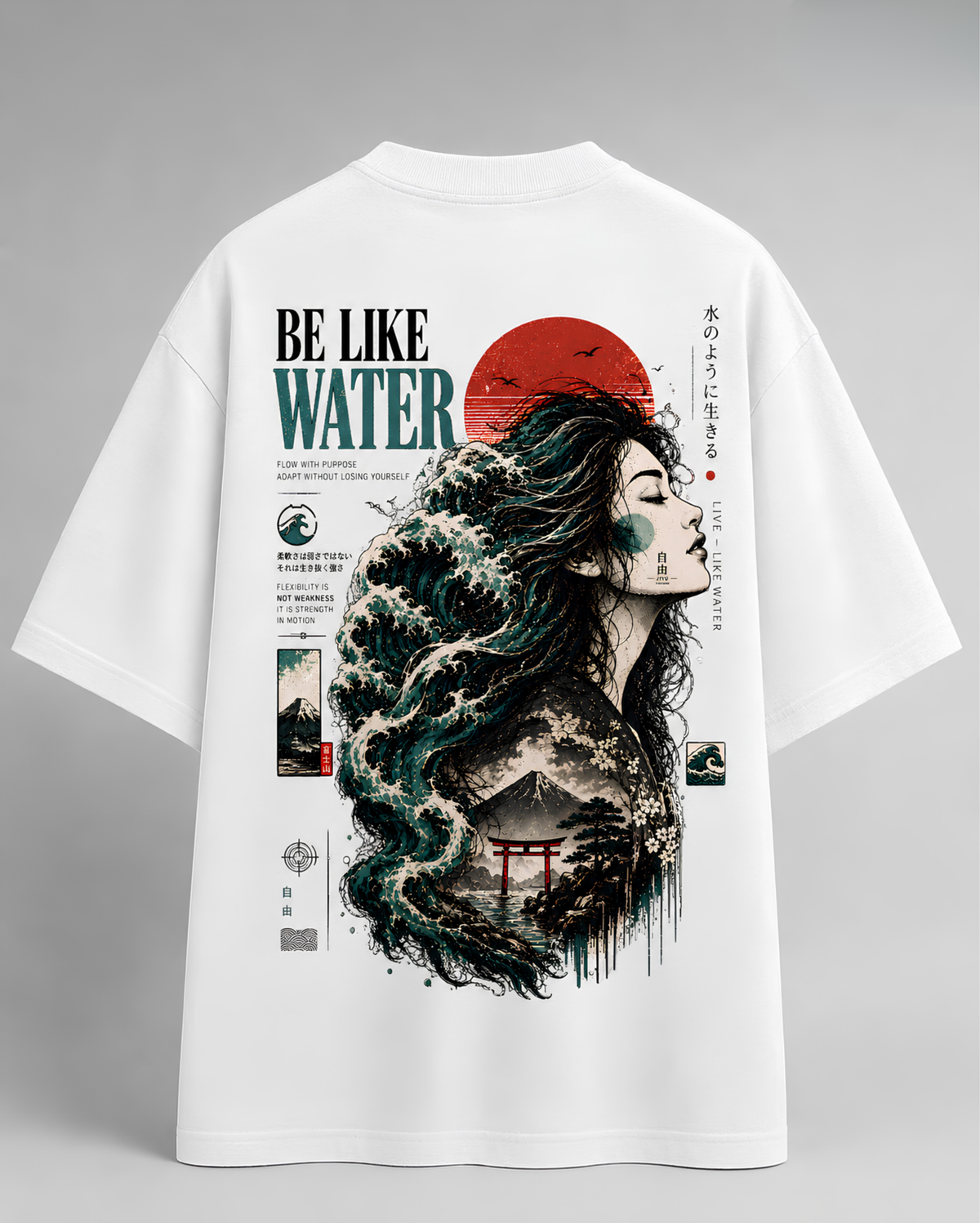 Be Like Water Cotton Oversized T-Shirt