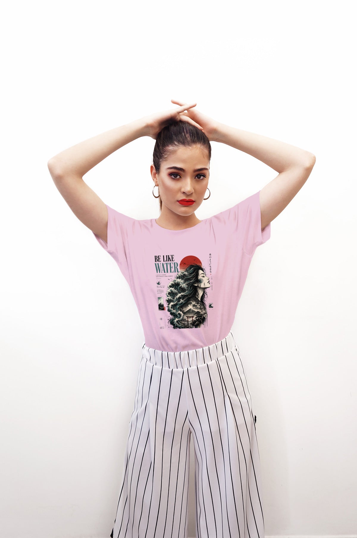 Be Like Water Cotton Oversized Classic Graphic T-Shirt