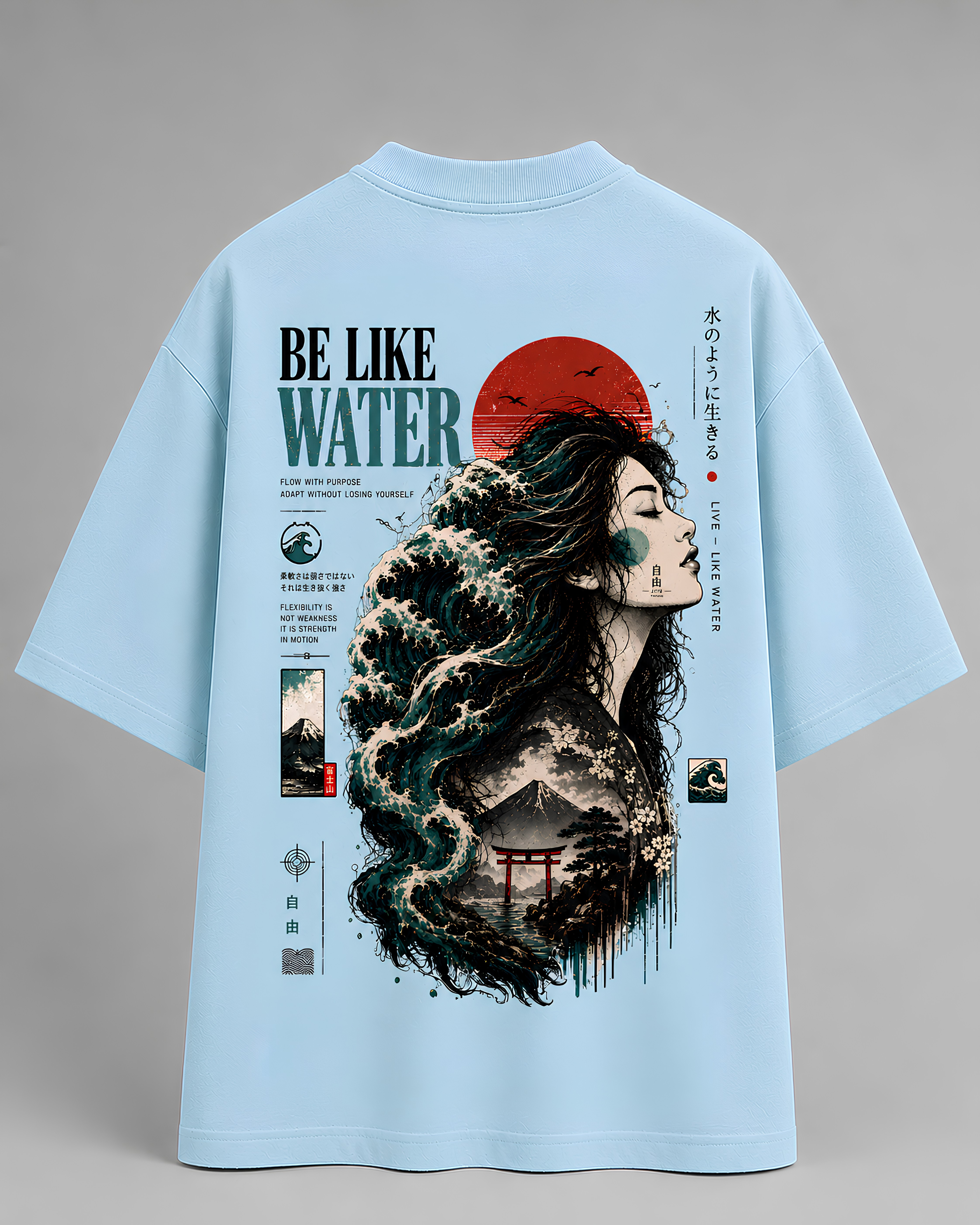 Be Like Water Cotton Oversized T-Shirt
