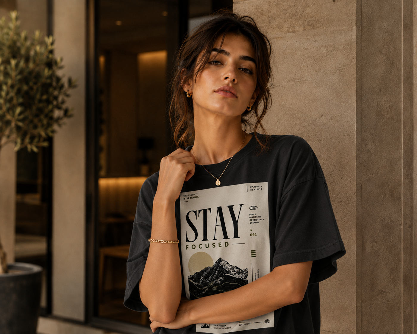 Stay Focused Unisex Oversized Graphic T-Shirt